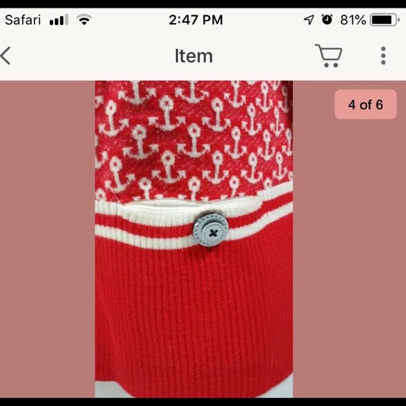 Moth Anthropologie Red Anchor Print  Sweater - Picture 5 of 6